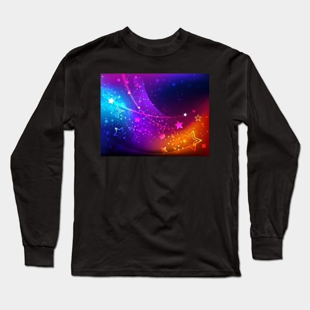 Bright abstract background with stars Long Sleeve T-Shirt by Blackmoon9